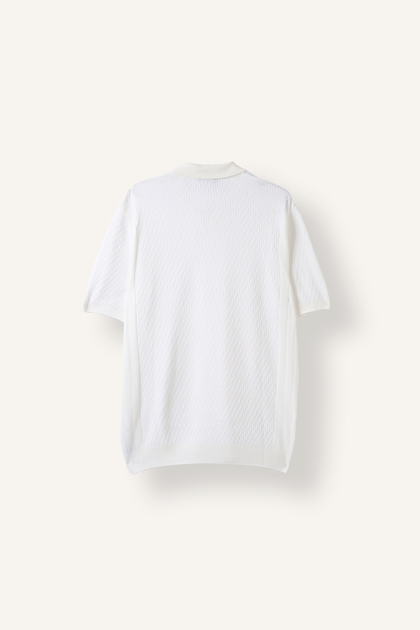 Erkek Ekru Standart Fit Dokulu Triko Basic Polo Tişört