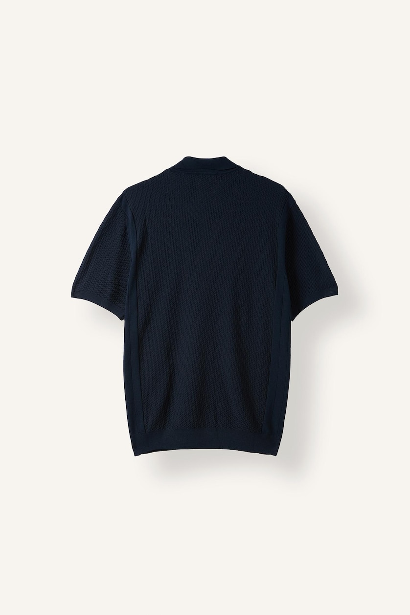 Erkek Lacivert Standart Fit Dokulu Triko Basic Polo Tişört
