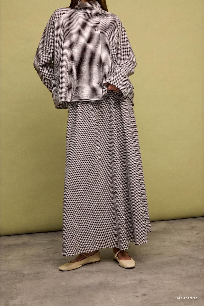 Women Ecru Flared Fit Printed Maxi Skirt