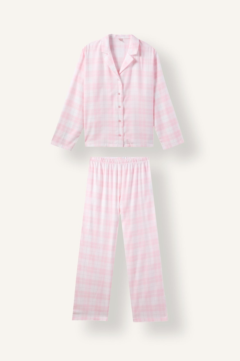 Kadın Pembe Regular Fıt Kareli Pijama Takımı