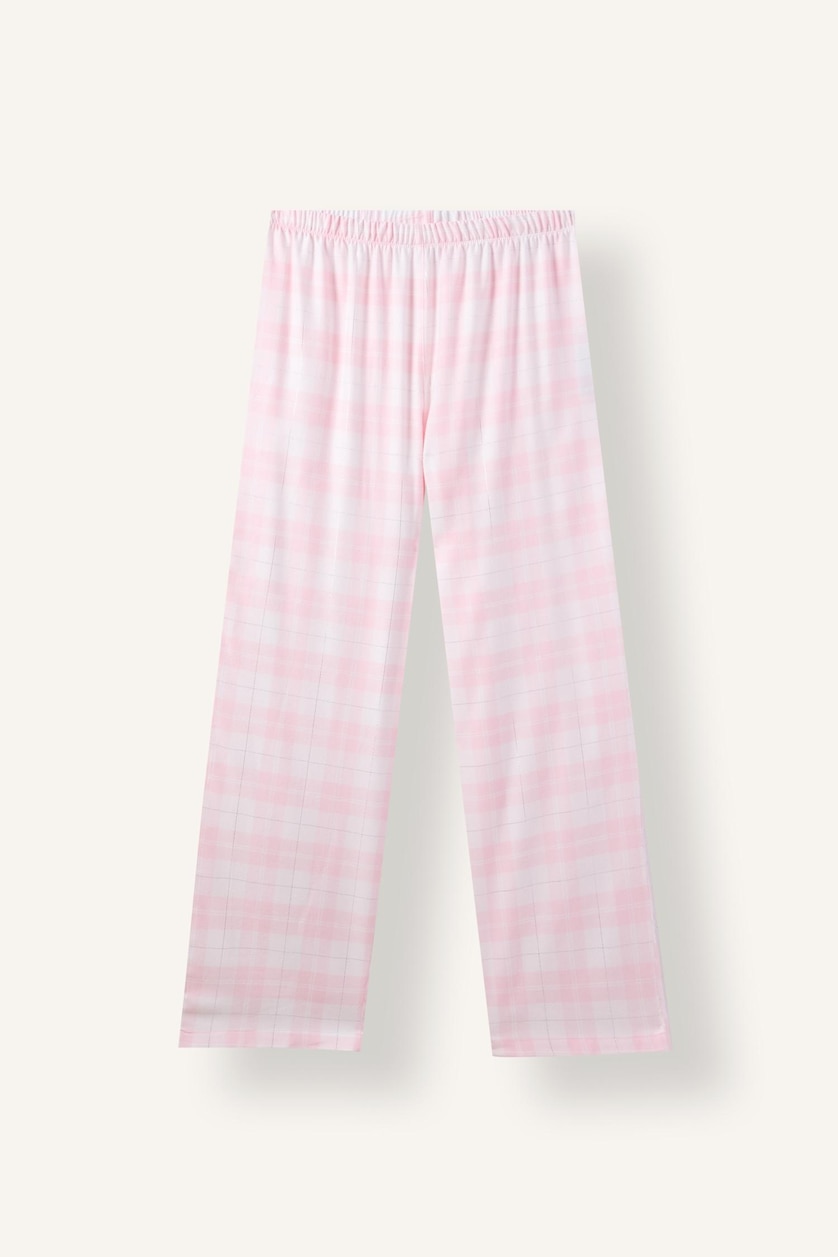 Kadın Pembe Regular Fıt Kareli Pijama Takımı