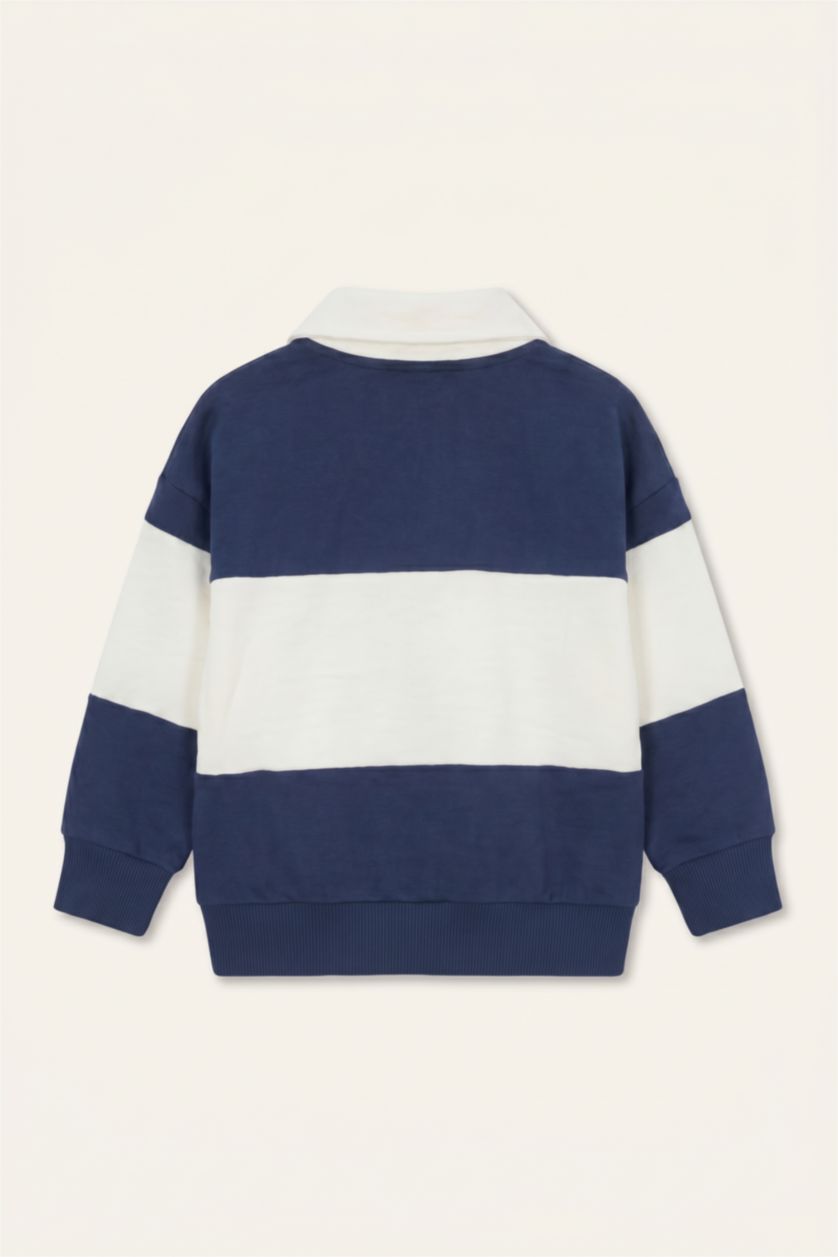 Baby Boys NAVY Oversize Fit Polo Collar Sweatshirt