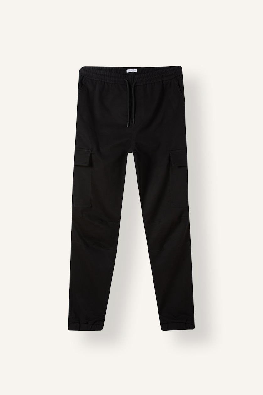 HOMME Noir Pantalon à taille normale et jambes droites Coupe décontractée