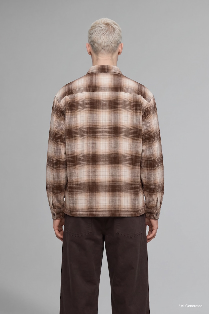 Men Ecru Boxy Fit Cotton Long Sleeve Shirt