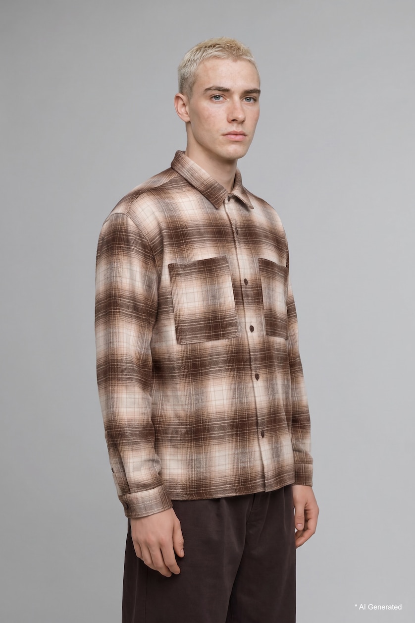 Men Ecru Boxy Fit Cotton Long Sleeve Shirt