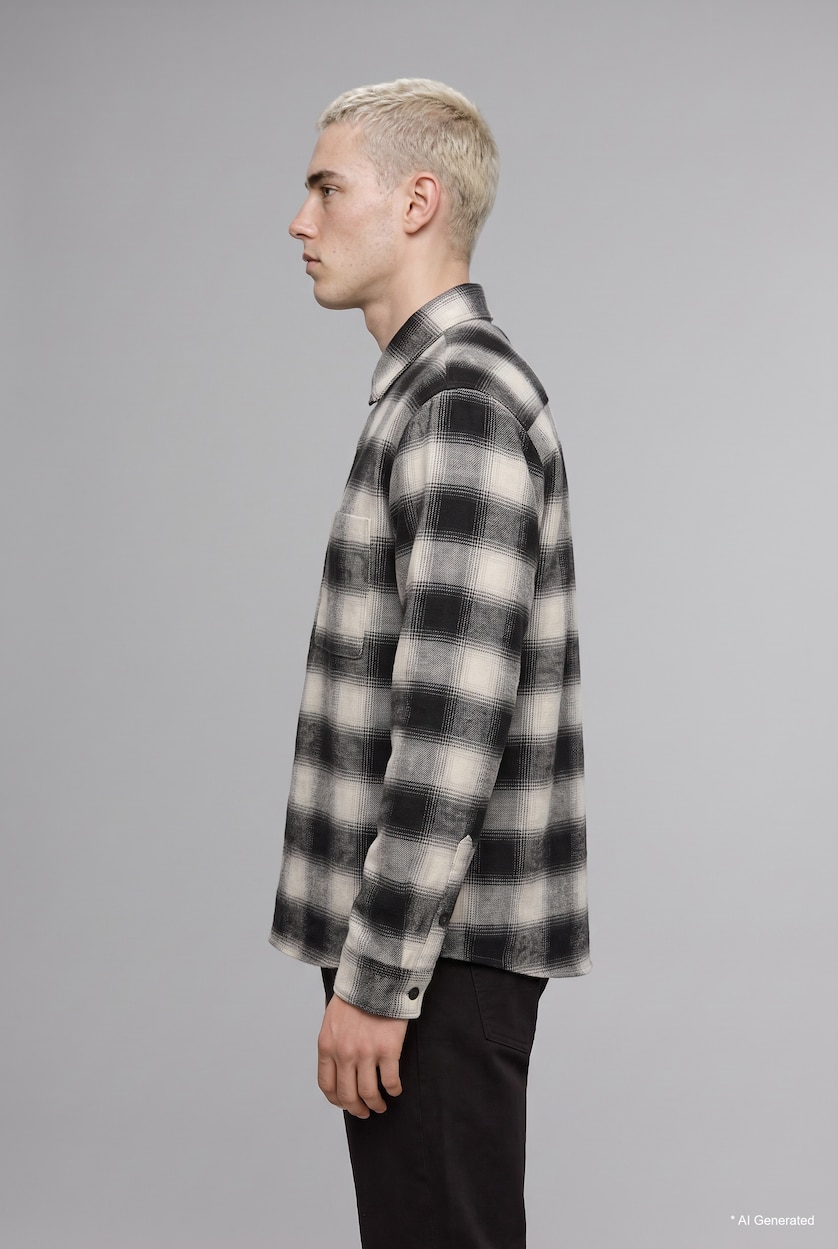 Мужчины Черный Рубашка Boxy Fit в клетку