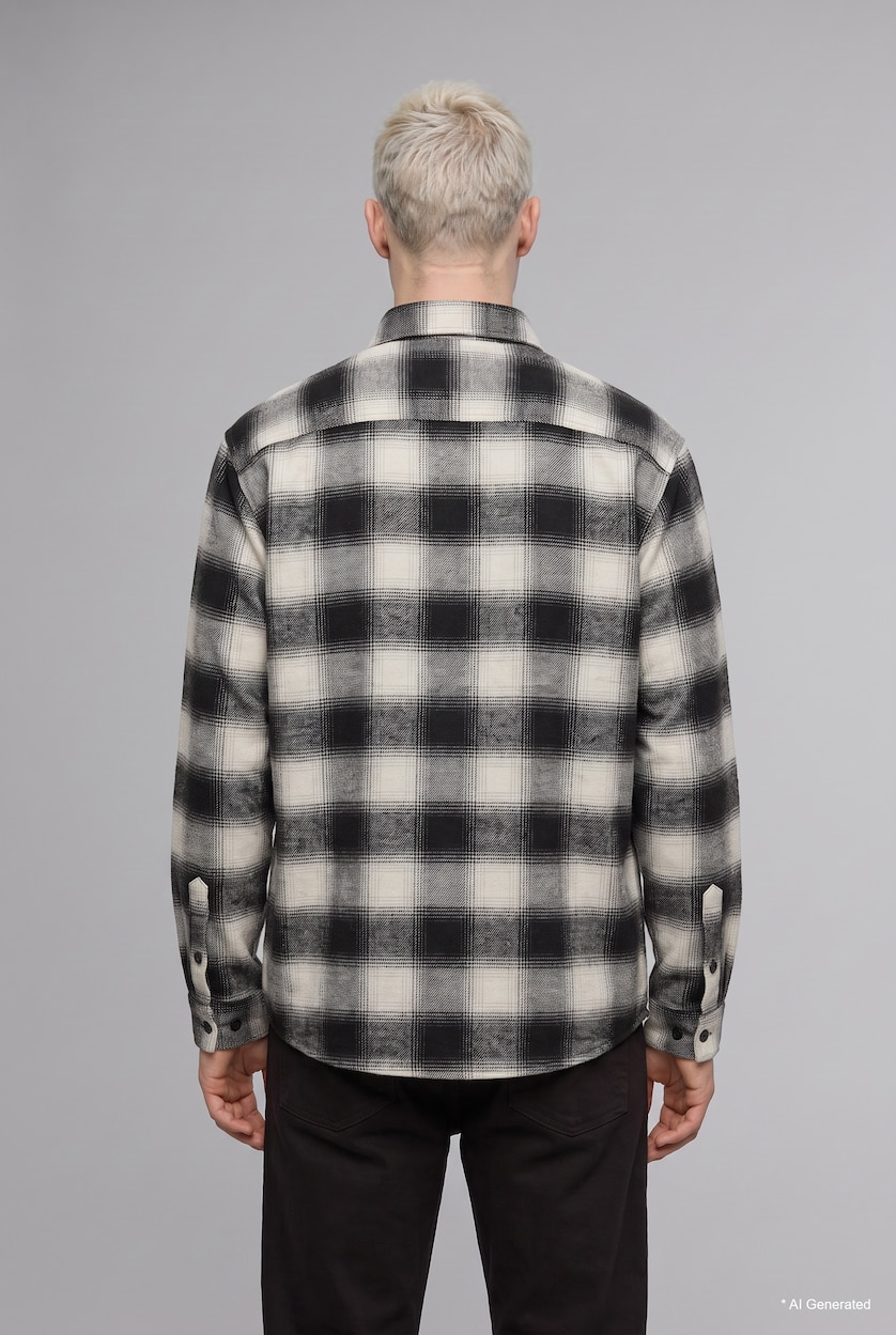 Мужчины Черный Рубашка Boxy Fit в клетку