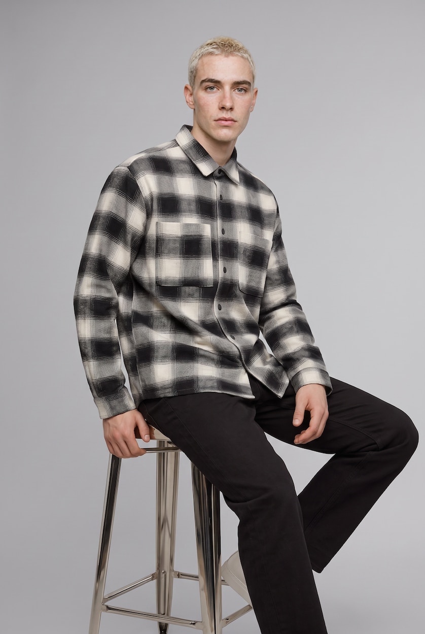 MAN Black Boxy Fit Long Sleeve Shirt