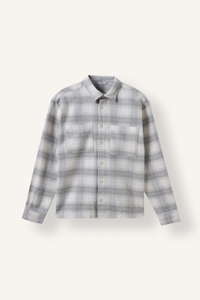 Men Ecru Boxy Fit Long Sleeve Shirt