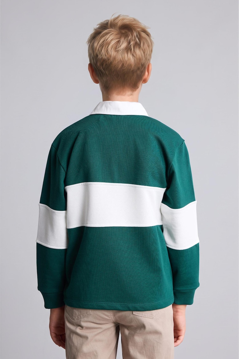 Young Boys - Teen Boys Dark Green Oversize Fit Shirt Collar Sweatshirt