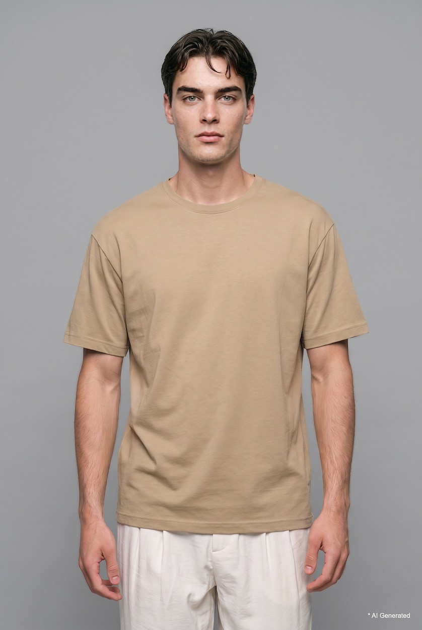 رجال كاكي Regular Fit Short Sleeve T-Shirt