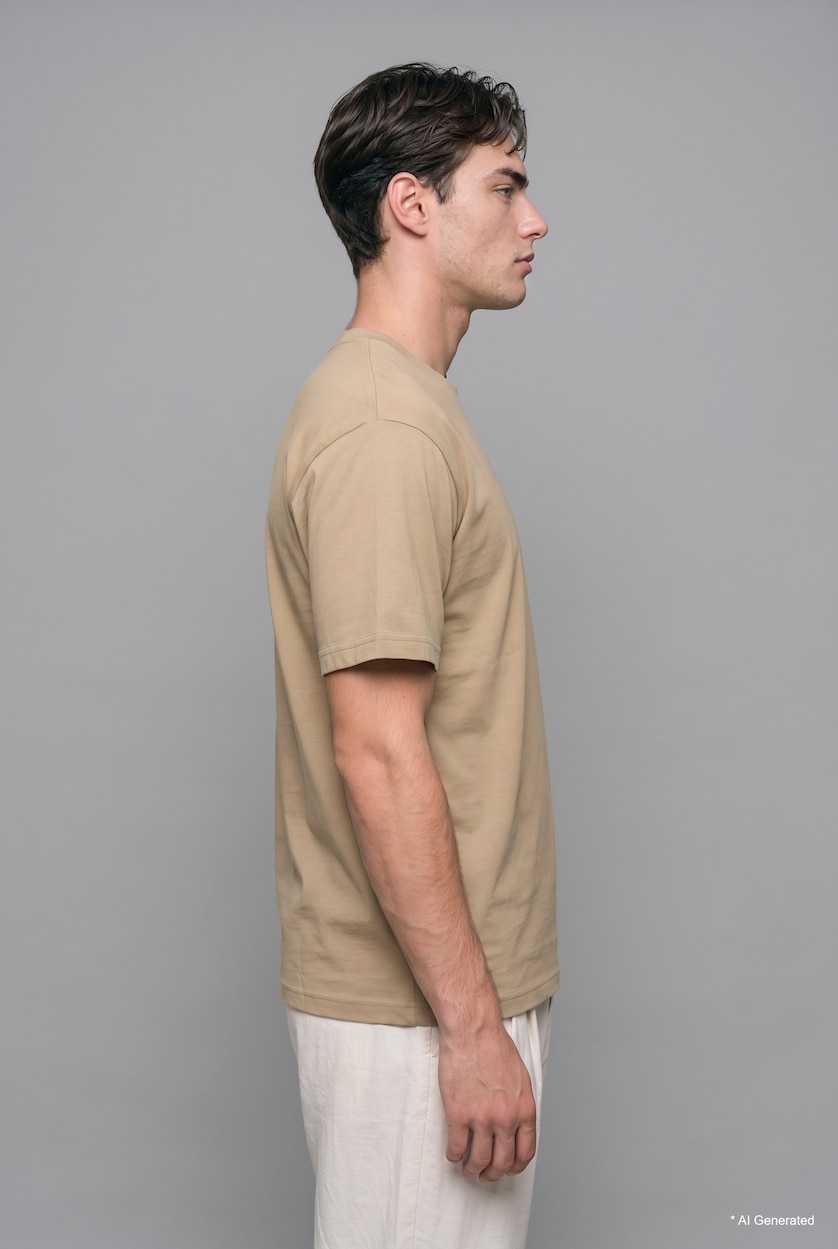 رجال كاكي Regular Fit Short Sleeve T-Shirt