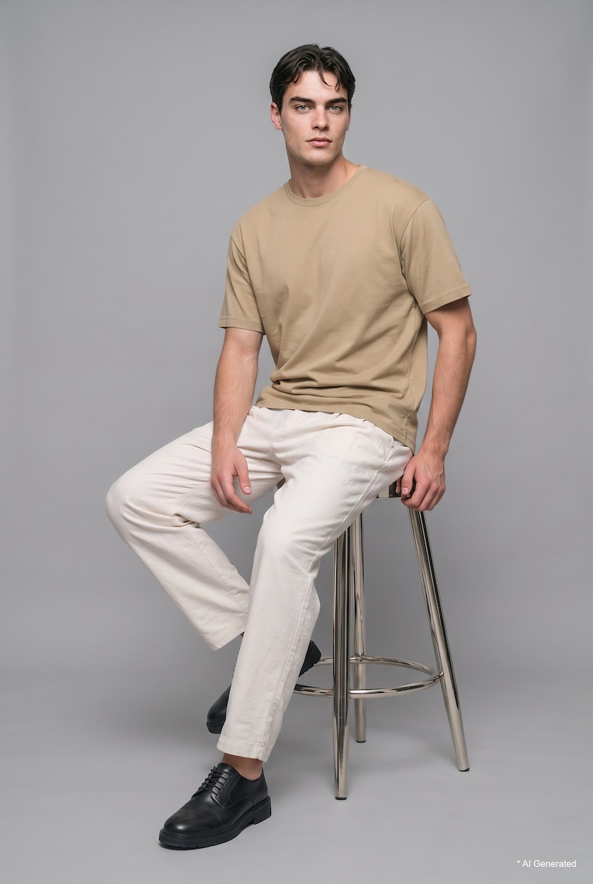 رجال كاكي Regular Fit Short Sleeve T-Shirt