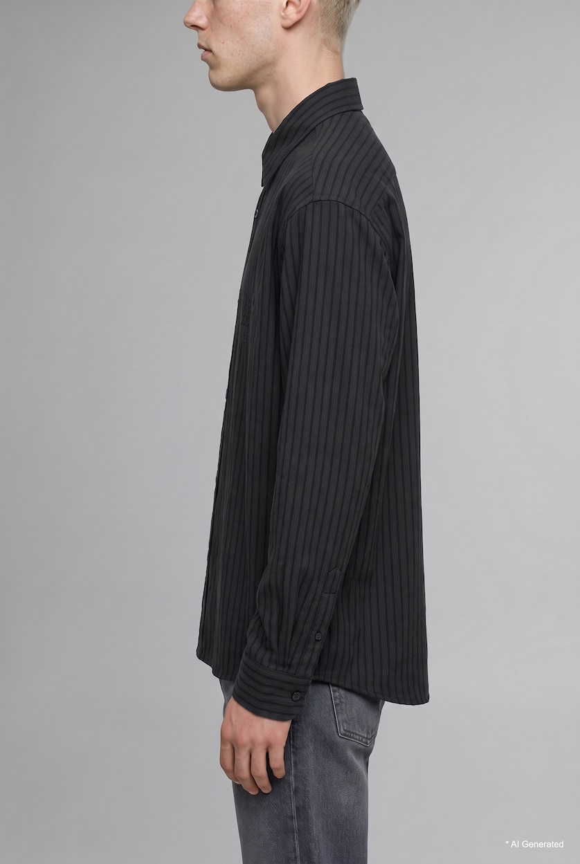 MAN Anthracite Printed Boxy Fit Long Sleeve Shirt