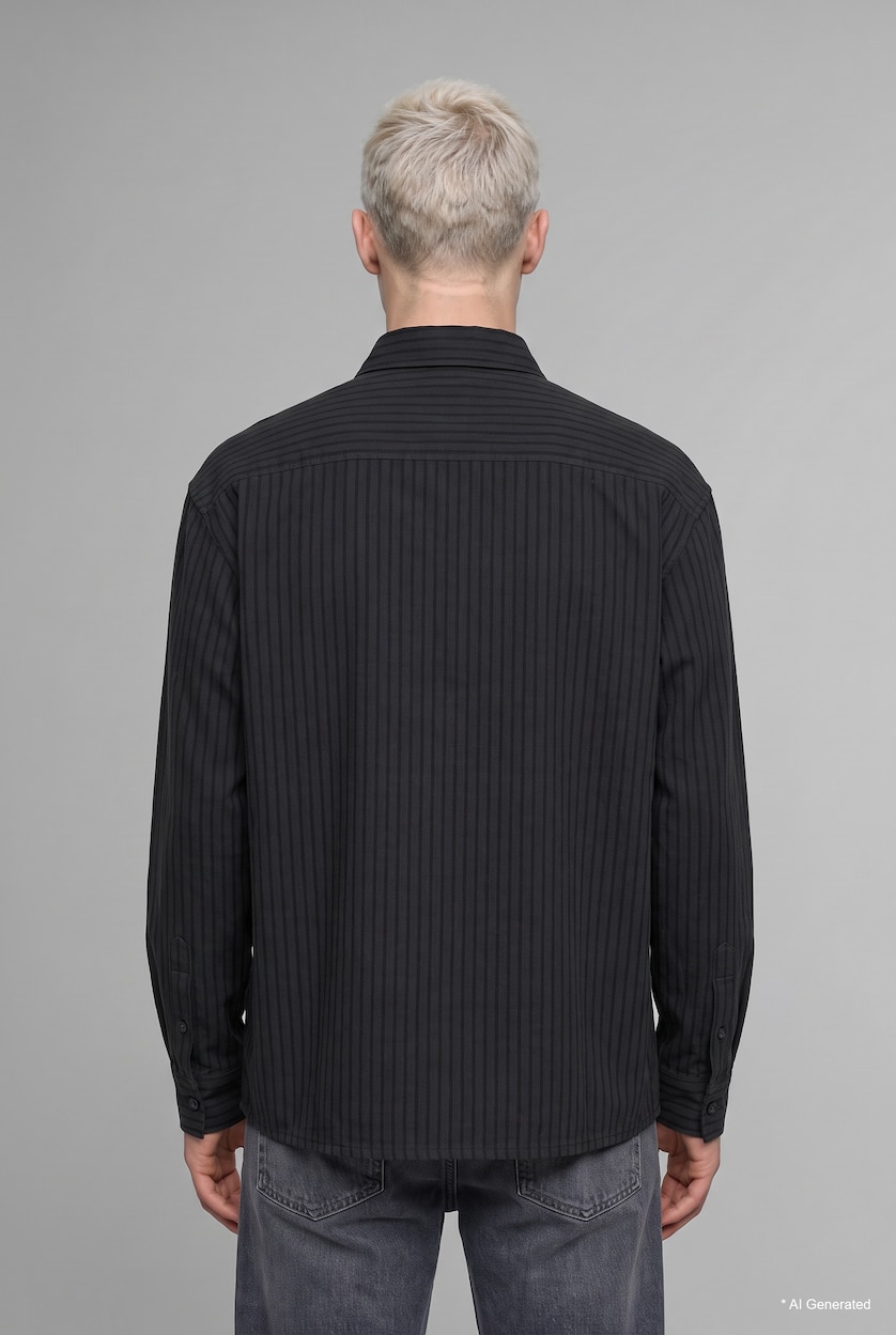 MAN Anthracite Printed Boxy Fit Long Sleeve Shirt