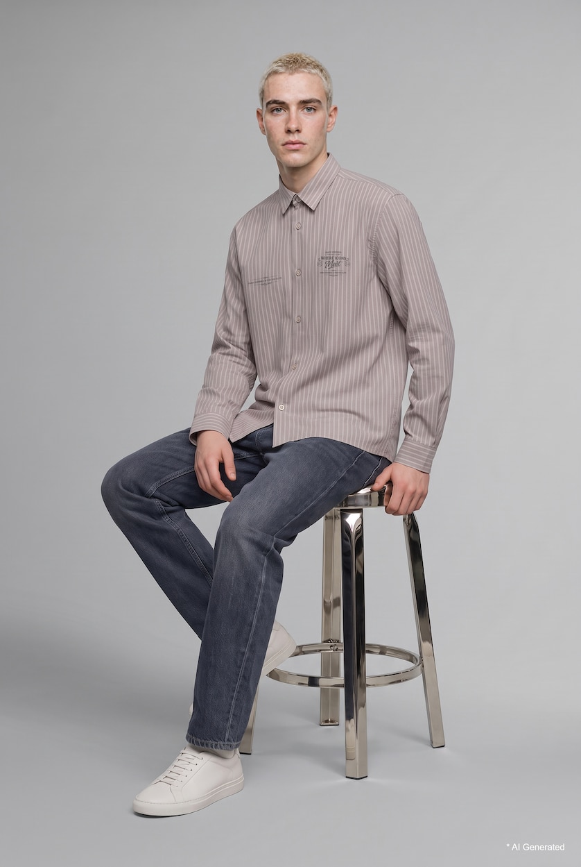 MAN Stone Printed Boxy Fit Long Sleeve Shirt