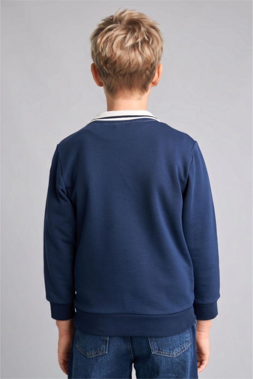 Young Boys - Teen Boys NAVY Oversize Fit Shirt Collar Sweatshirt