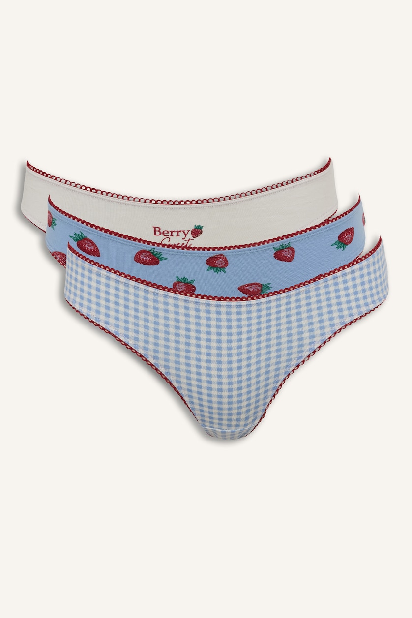 نساء أزرق فاتح Lot de 3 Culottes en coton
