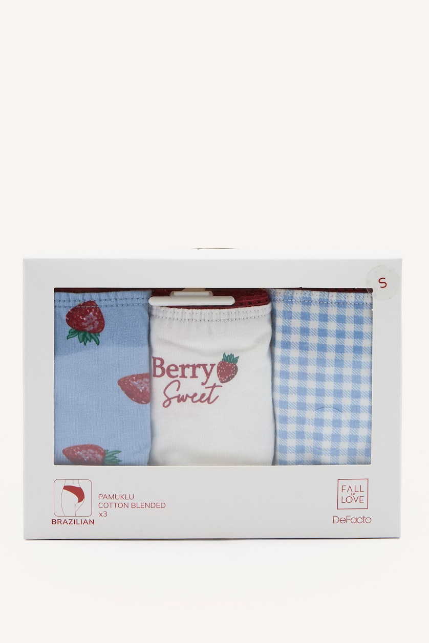 نساء أزرق فاتح Lot de 3 Culottes en coton