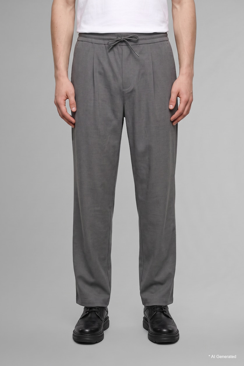 HOMME Gris Pantalon large à taille normale