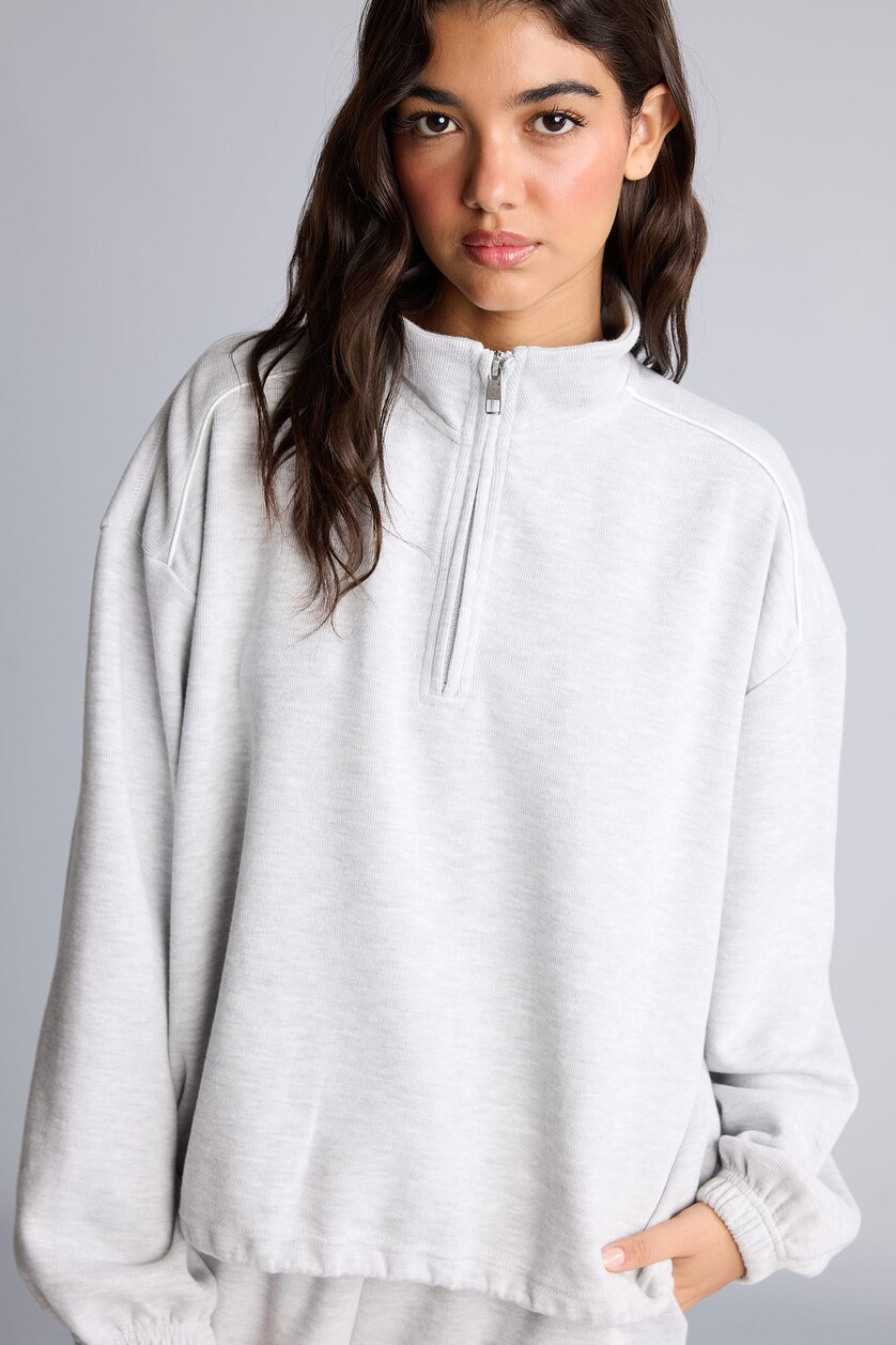 Женщины Серый меланж Свитшот с фактурой трикотажа