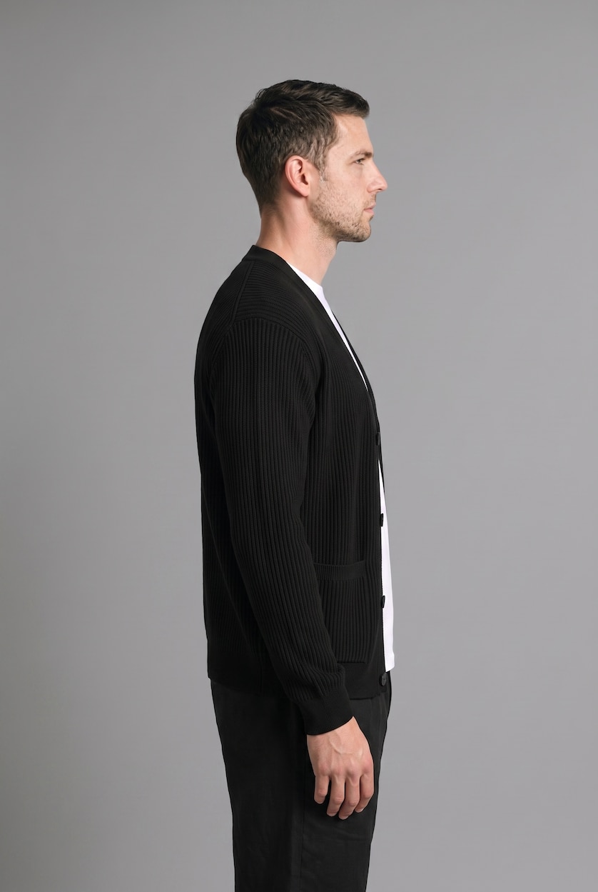 Man Black Standard Fit Knitwear Cardigan