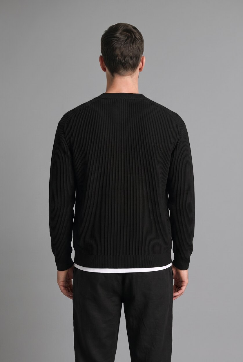 Man Black Standard Fit Knitwear Cardigan