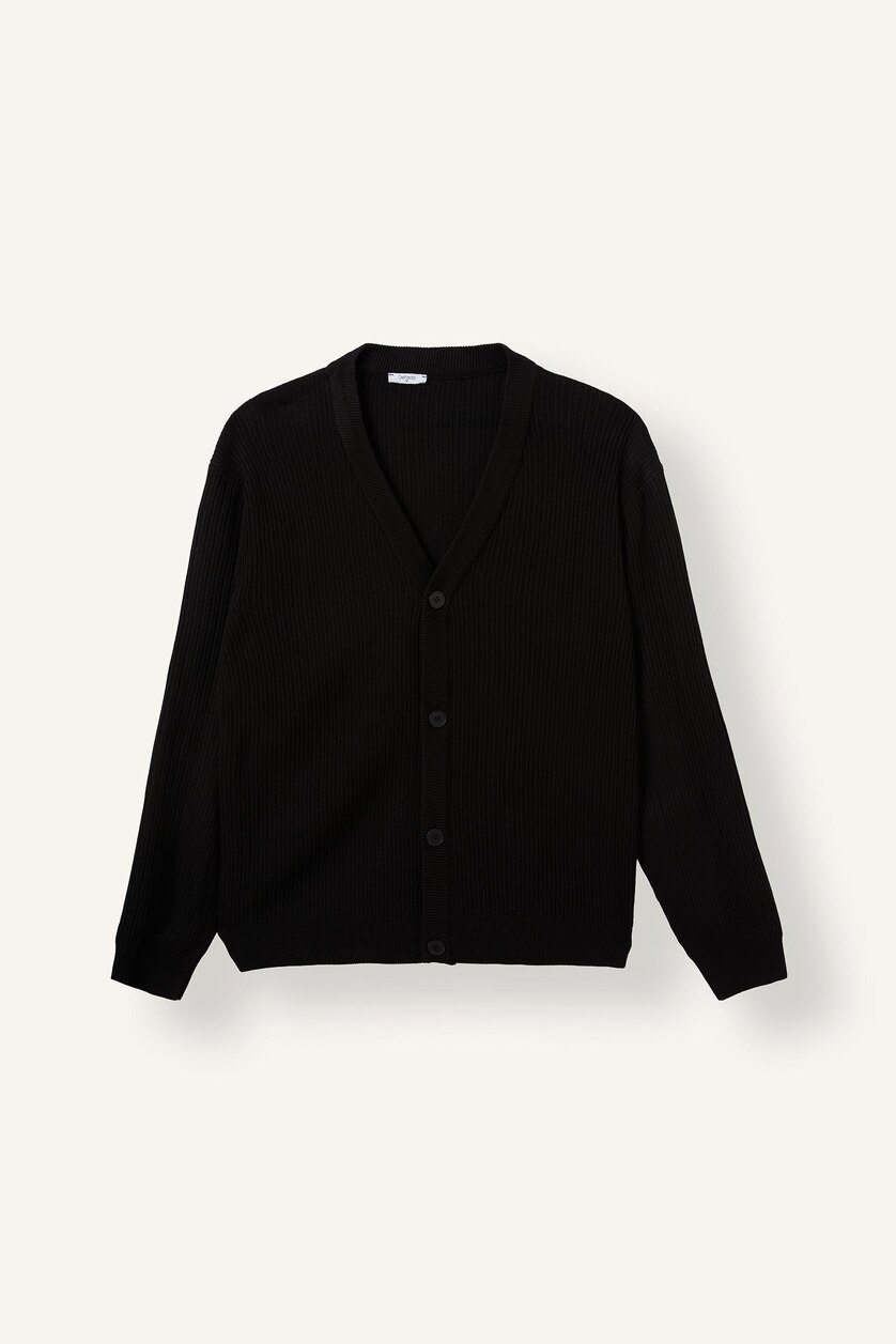 Man Black Standard Fit Knitwear Cardigan
