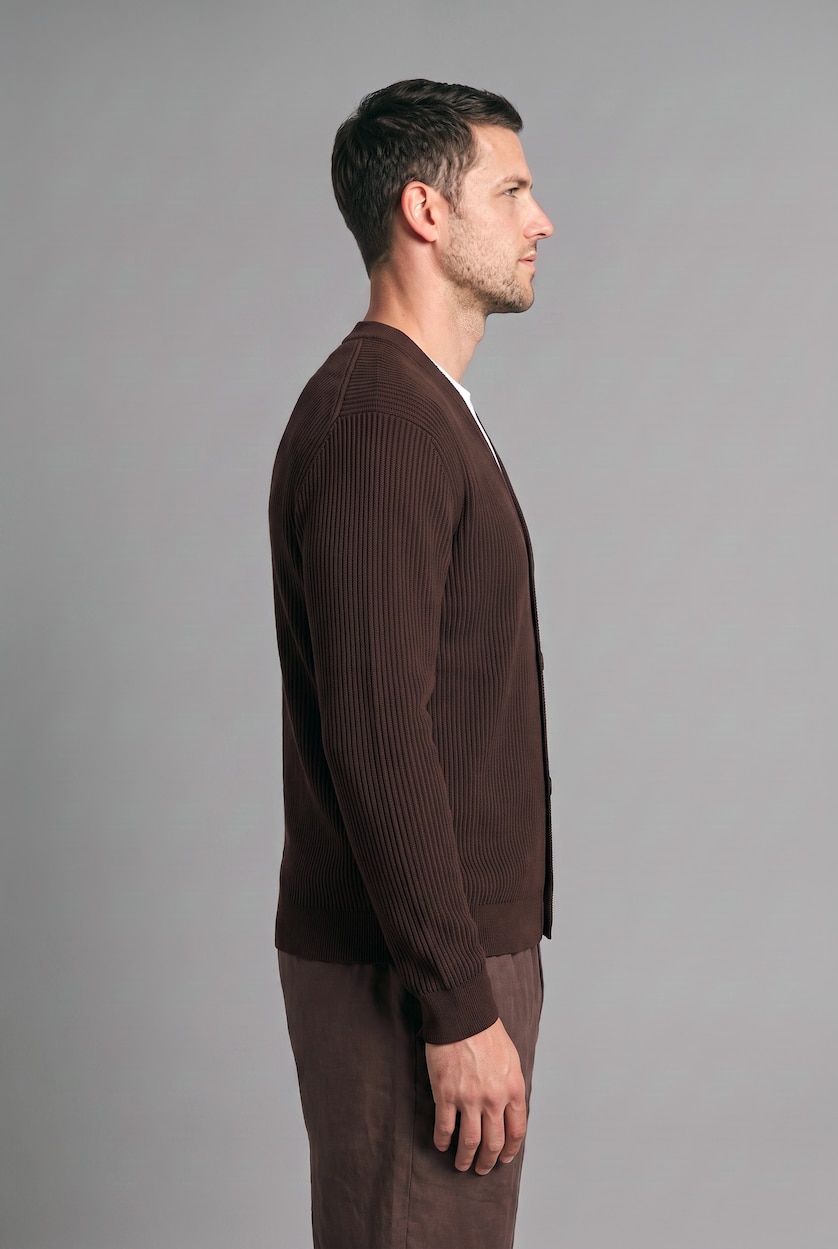 Men Brown Standard Fit Knitwear Cardigan