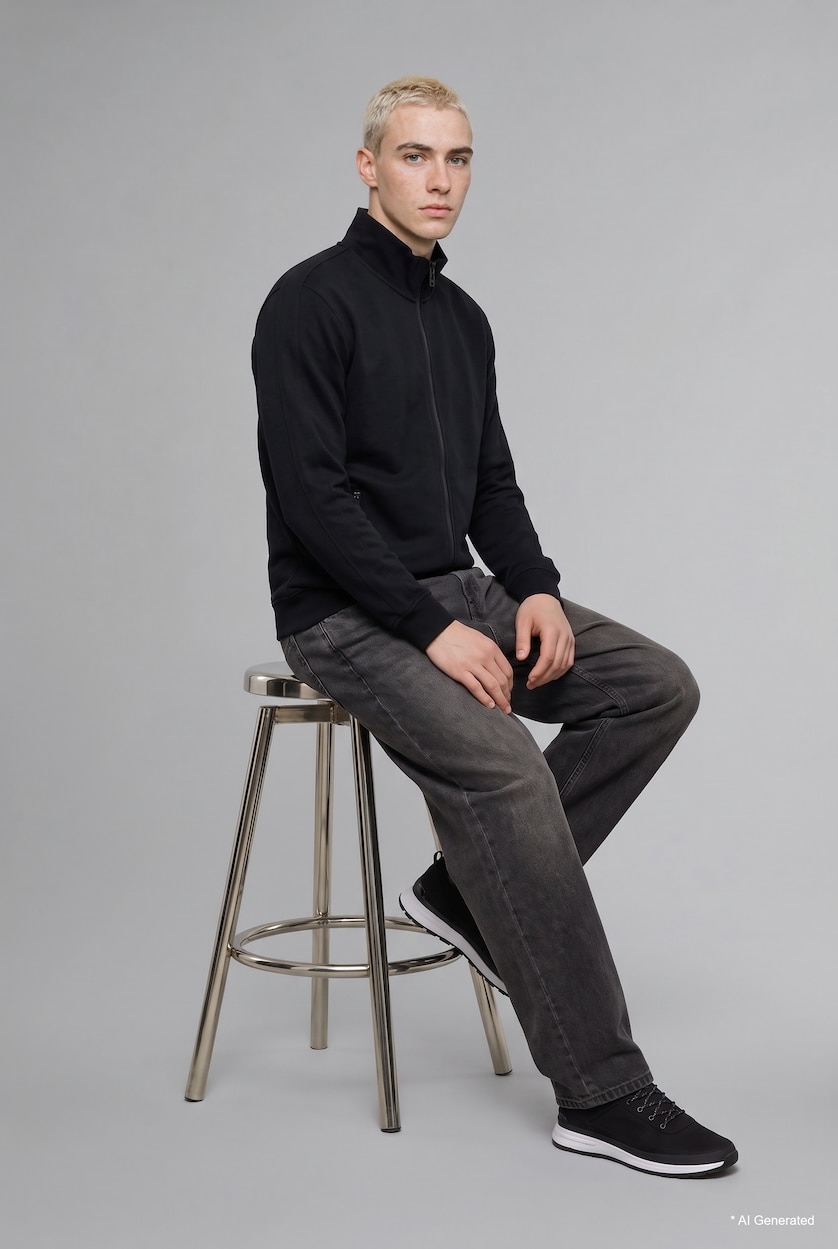 Мужчины Черный Кардиган Boxy Fit
