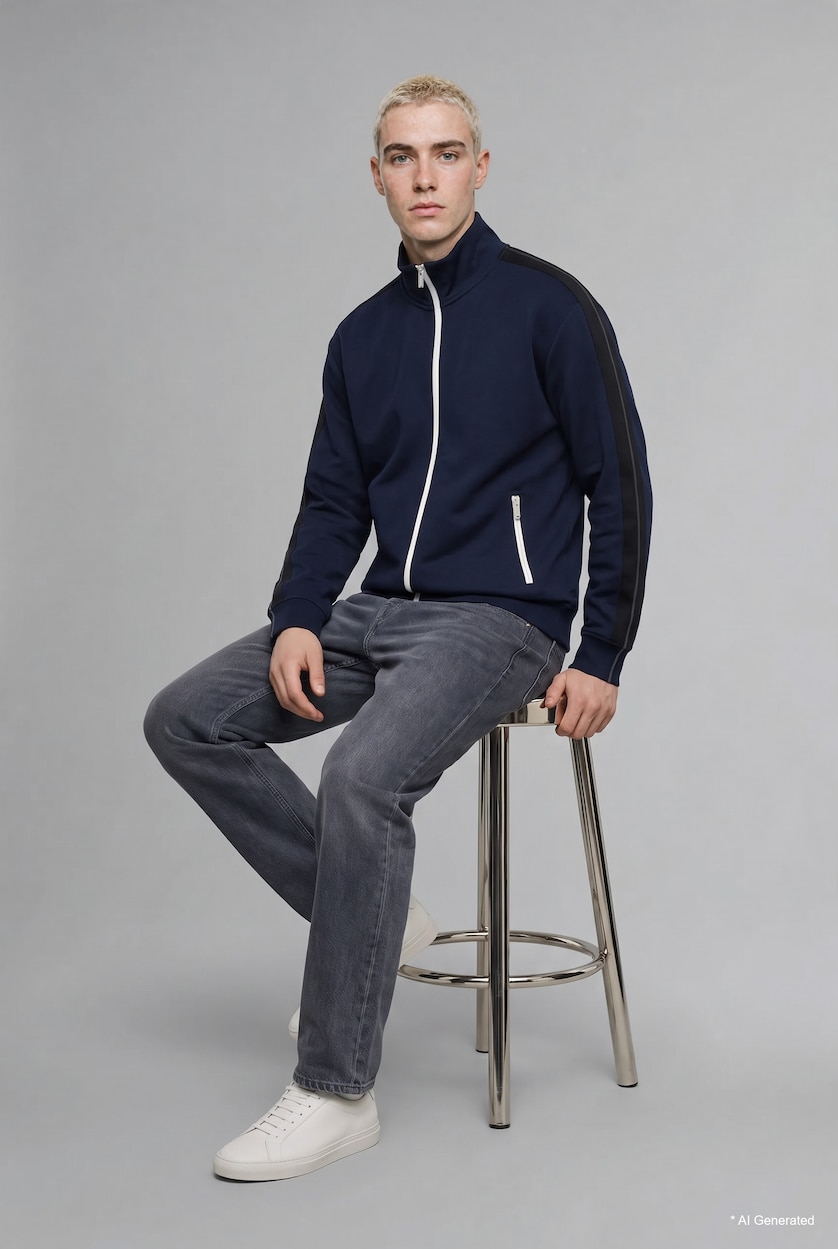 Мужчины Синий Кардиган Boxy Fit