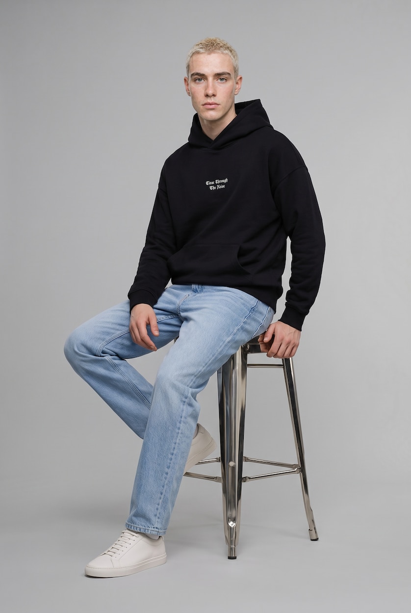 MAN Black Oversize Fit Sweatshirt
