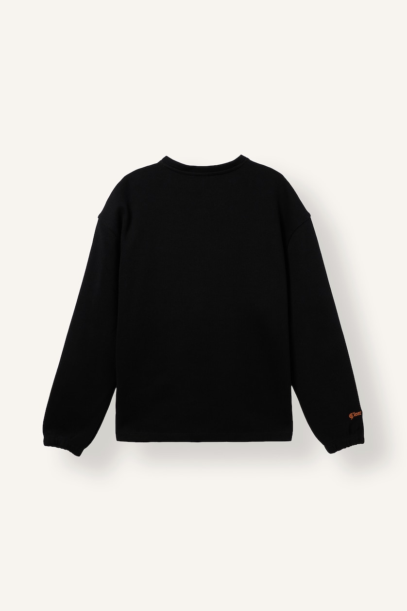 رجال أسود Boxy Fit Printed Sweatshirt