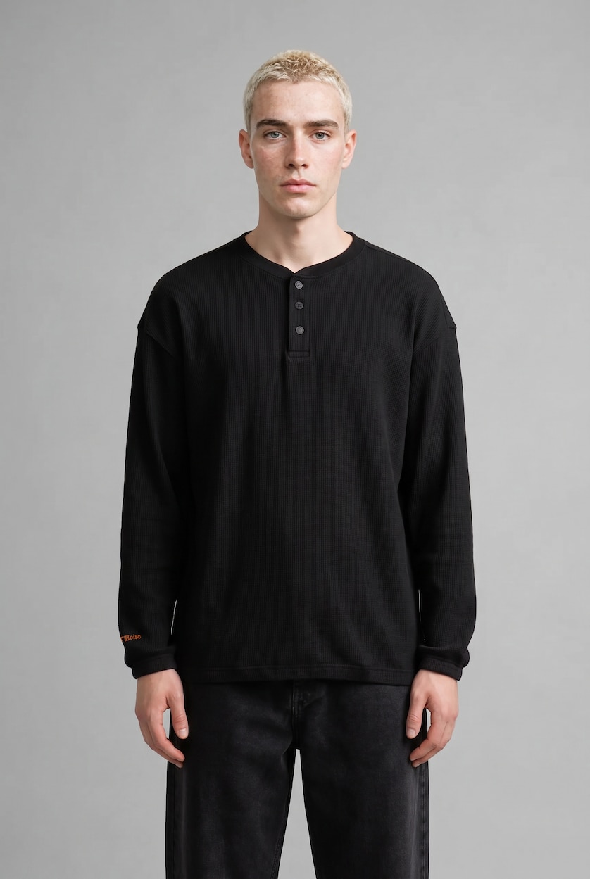 Men Black Boxy Fit Printed Crew Neck Sweatshirt