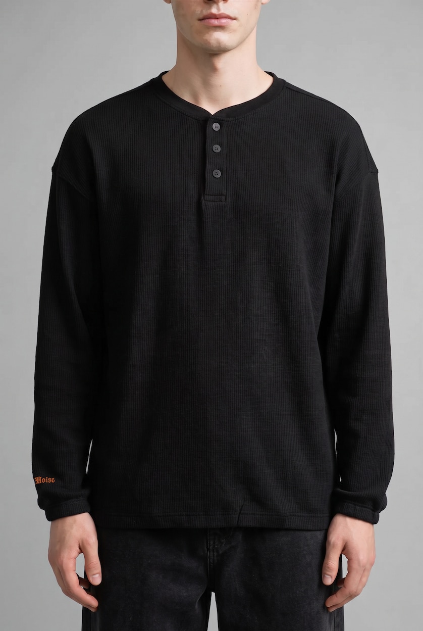 Men Black Boxy Fit Printed Crew Neck Sweatshirt