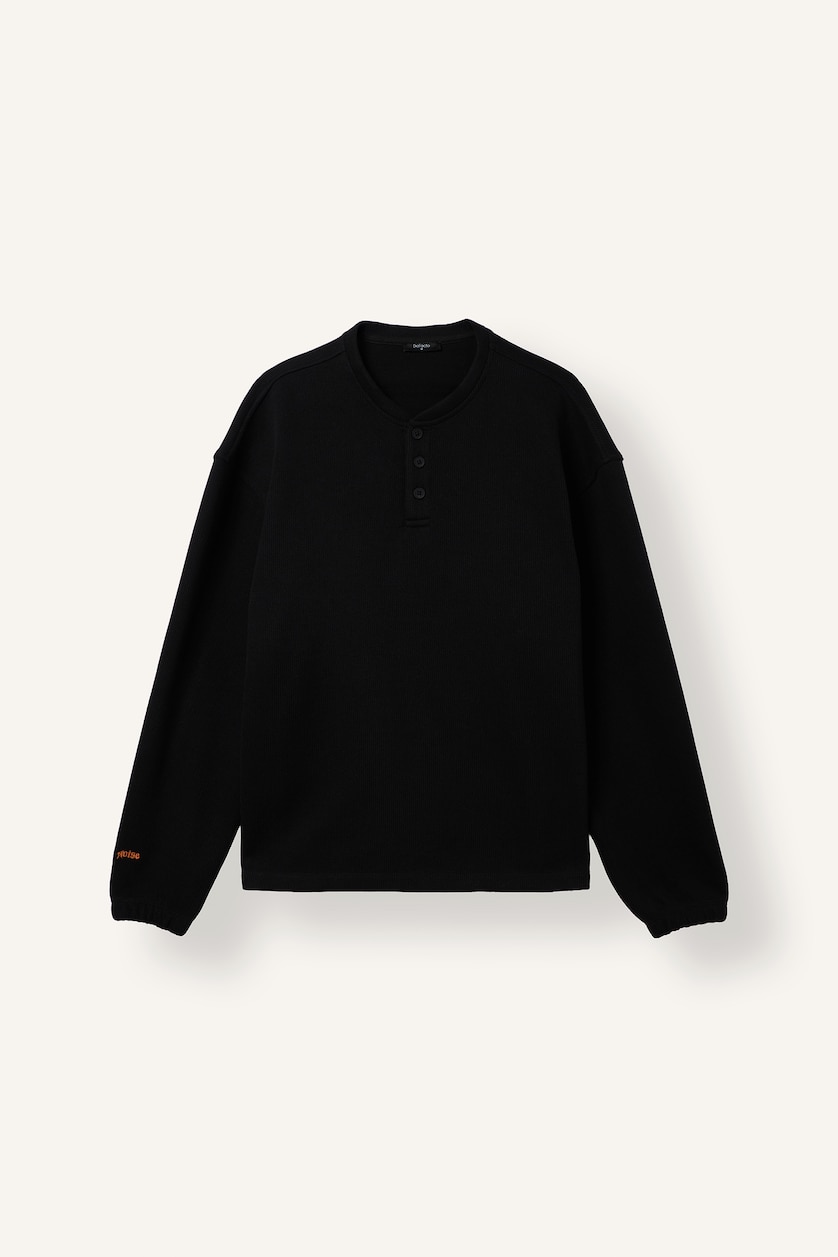 Men Black Boxy Fit Printed Crew Neck Sweatshirt