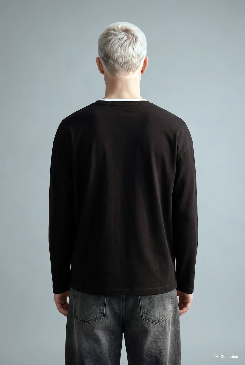 MAN Black Boxy Fit Printed Crew Neck Sweatshirt