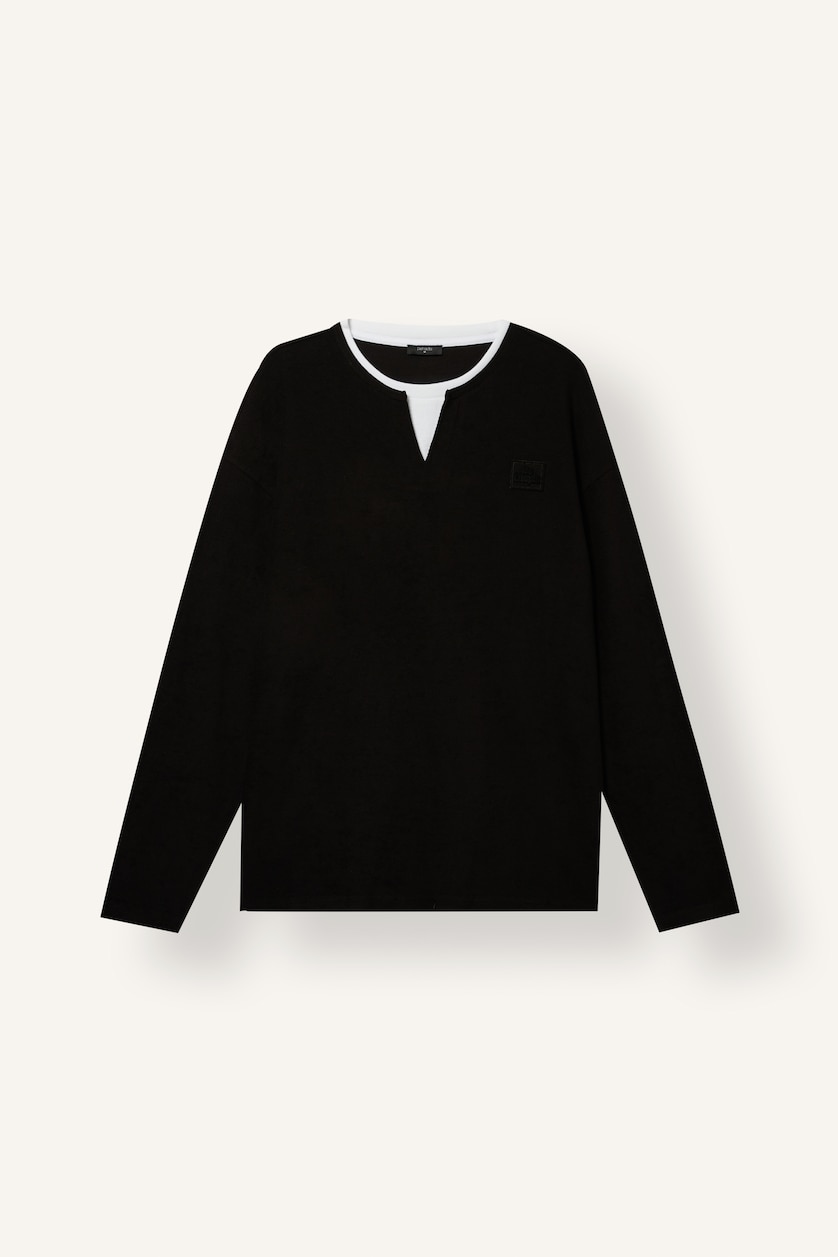 MAN Black Boxy Fit Printed Crew Neck Sweatshirt