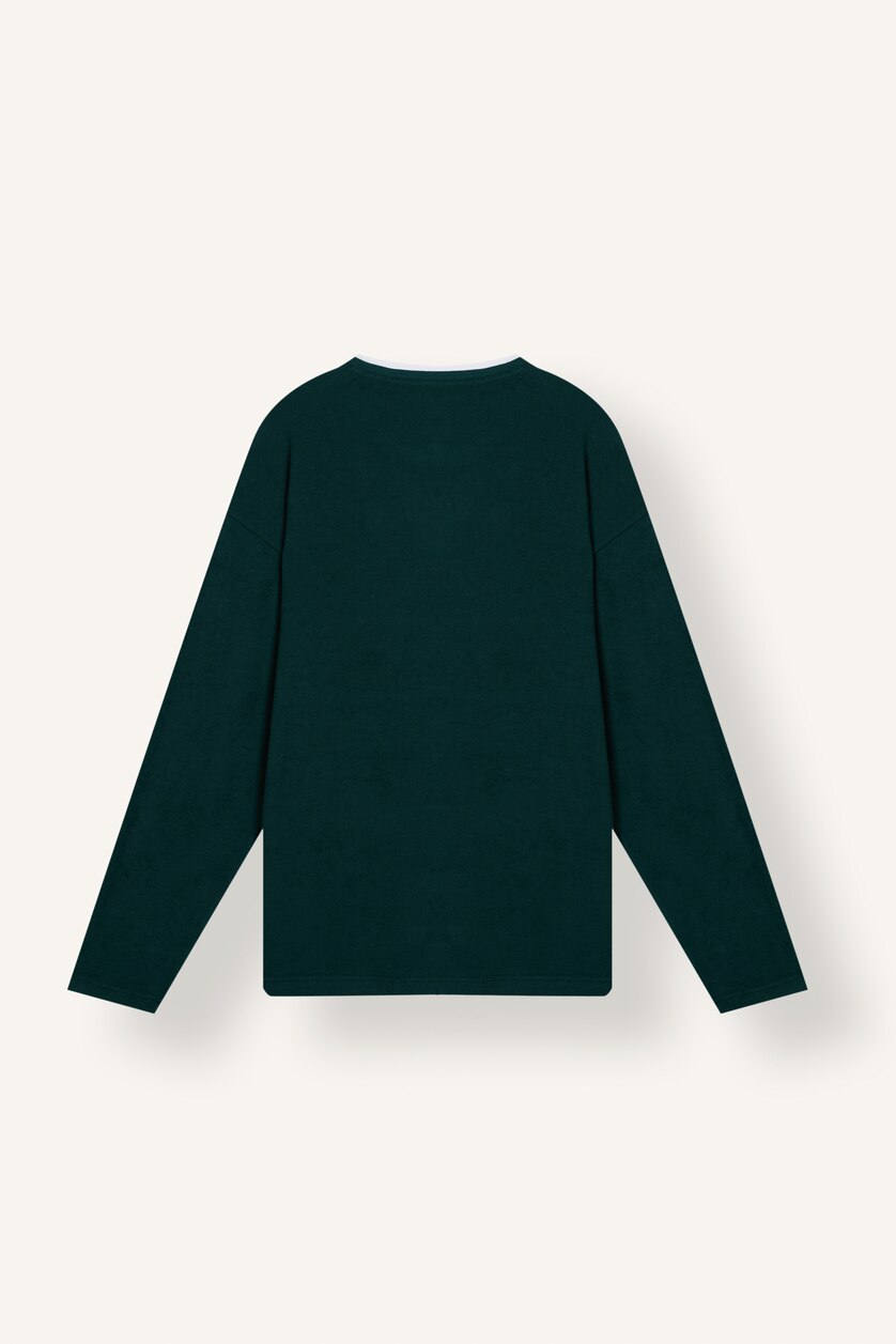 MAN Dark Green Boxy Fit Crew Neck Printed Sweatshirt