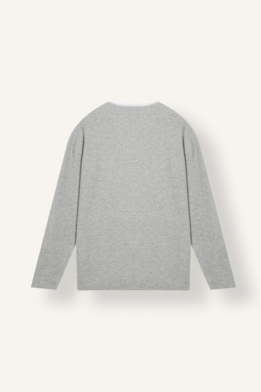 MAN Grey Melange Boxy Fit Crew Neck Printed Sweatshirt
