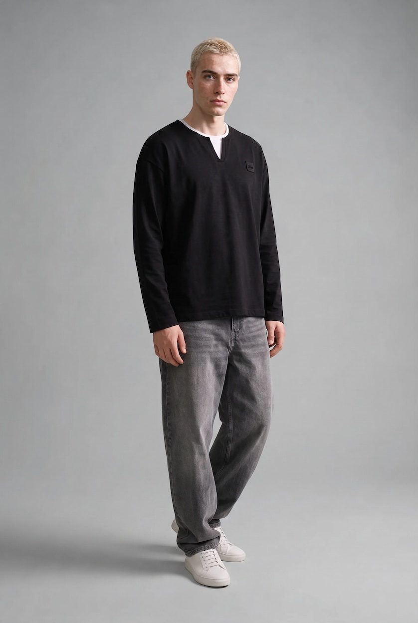 MAN NAVY Boxy Fit Crew Neck Printed Sweatshirt