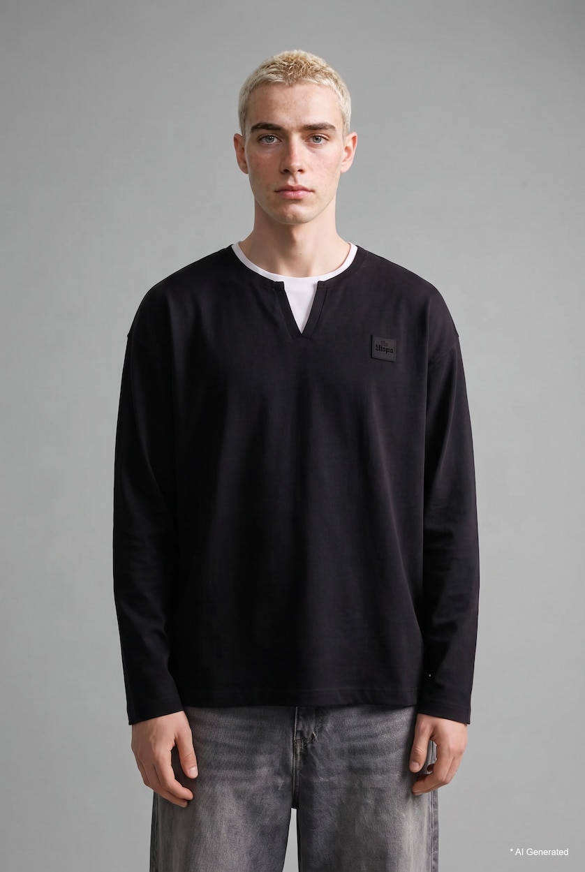 MAN NAVY Boxy Fit Crew Neck Printed Sweatshirt