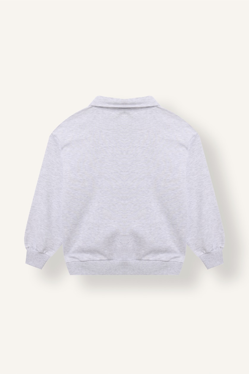 Young Boys - Teen Boys Light Grey Melange Boy Printed Cotton High Neck Long Sleeve Sweatshirt