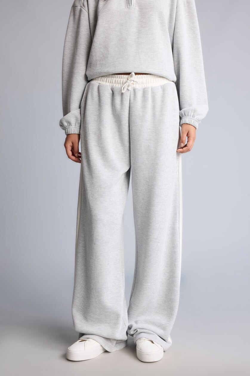 Женщины Серый меланж Брюки Wide Leg