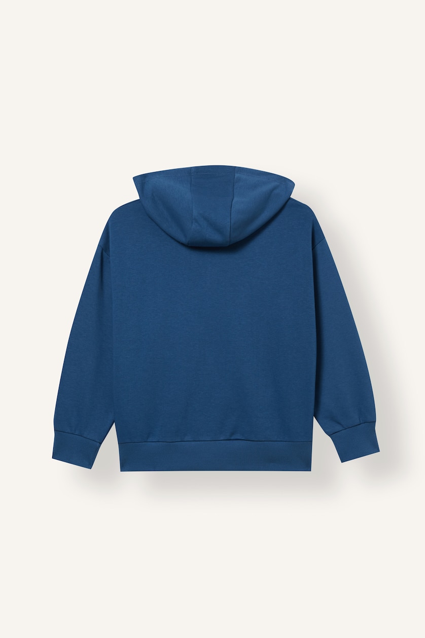 Young Boys - Teen Boys Indigo Boy Printed Hooded Indigo Zippered Cardigan