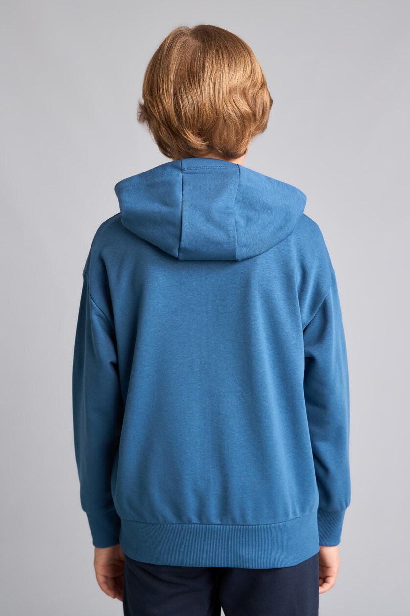 أولاد نيلي Boy Indigo Printed Zip-Up Hooded Sweatshirt