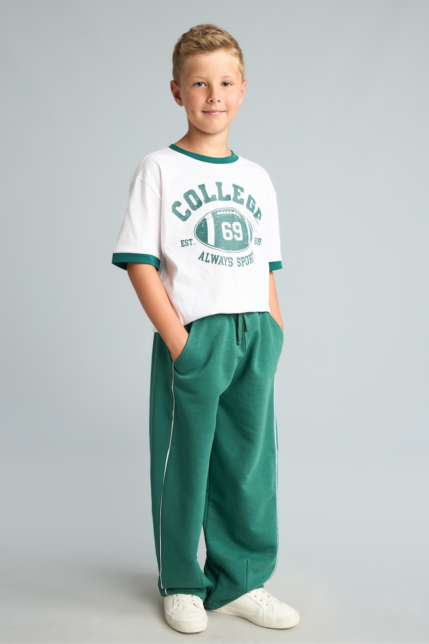 Young Boys - Teen Boys White Boy Regular Fit 100% Cotton Printed Short Sleeve T-Shirt