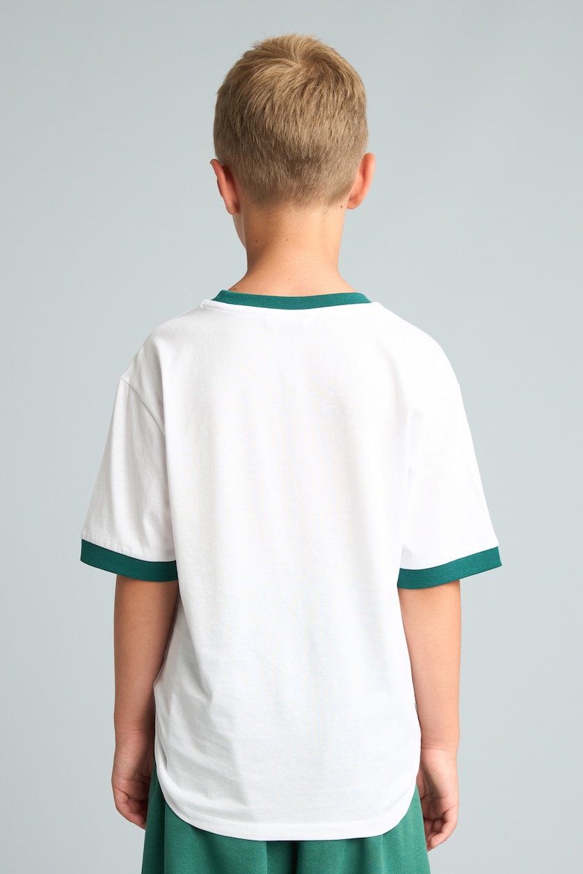 Young Boys - Teen Boys White Boy Regular Fit 100% Cotton Printed Short Sleeve T-Shirt