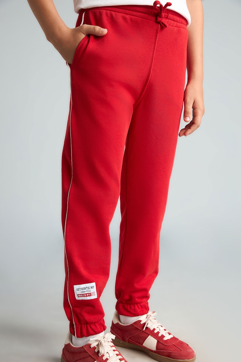 Erkek Çocuk - Genç Erkek Kırmızı Regular Jogger Fit Baskılı Eşofman Altı Erkek Çocuk