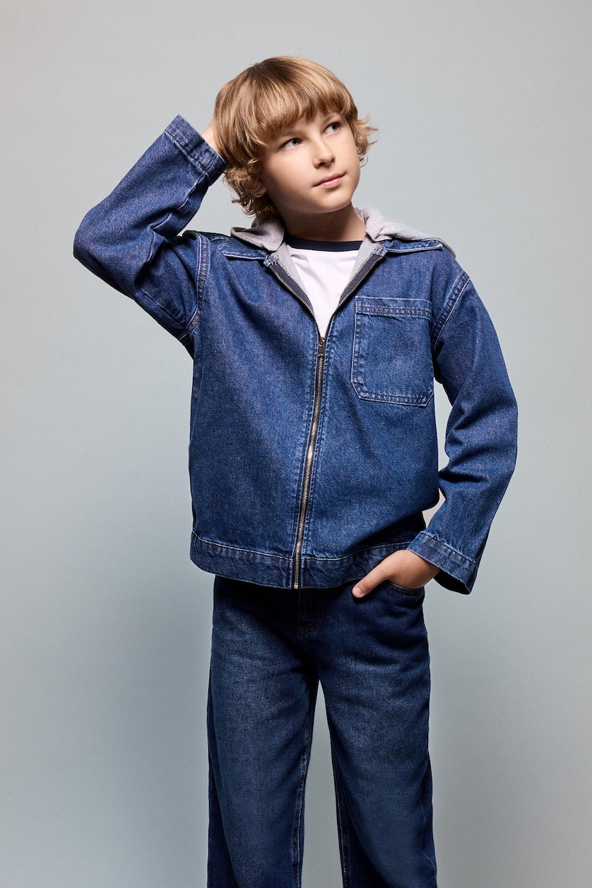BOYS & TEENS Blue جاكيت جينز اولادي بكابيشون